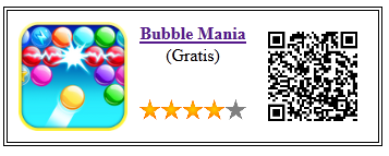 Ficha qr de aplicacion de juego Bubble Mania