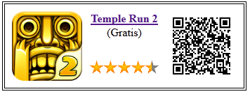 Ficha qr de aplicacion de juego Temple Run 2